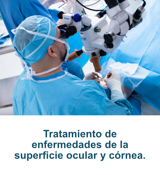Tratamiento de enfermedades de la superficie ocular y córnea